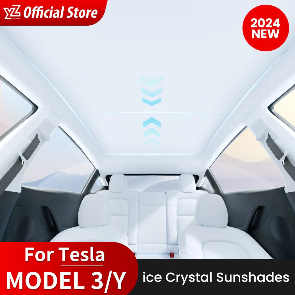 YZ For Tesla Model 3 Y 2021-2023 sun visor for car Upgrade Ice Cloth Buckle Sun Shades Glass Roof Skylight Vehicle