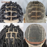 32" Synthetic Full Lace Front Wigs Locs Braided Wig With Curly Hair Pre Pluck Box Twisted Braided Wigs Goddess Boho African Wigs