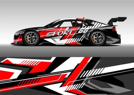 Full Body Racing Graphic Decal Vinyl Wrap Modern Design Red Retro Car Full Wrap Sticker Decorative Car Decal 300*60cm