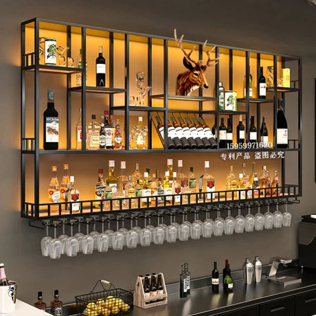 Club Hanging Wine Cabinet Shelf Whisky Liquor Display Metalic Bar Cabinet Industrial Modern Armario Para Vinos Home Furniture