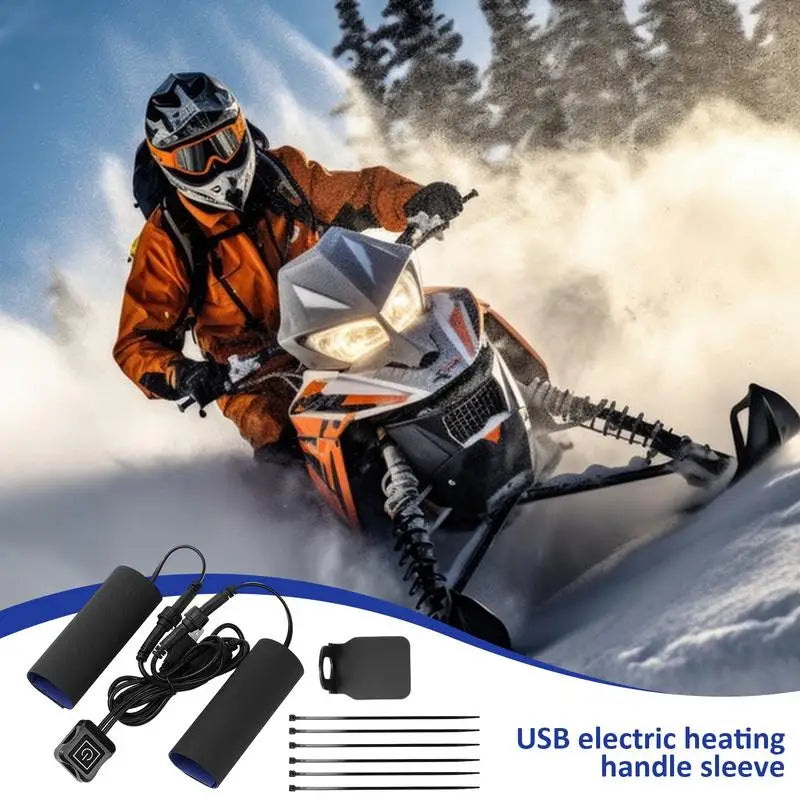 Motorcycle Heating Handle Cover USB Electric Handbar Cover Grips Three Gear Adjustable Winter Accessory For ATVs Snowmobiles