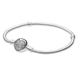 New 925 Sterling Silver High Quality Womens Bangle Classic Bucket Clasp Bracelet Fit Original Charm Bead Pendant Jewelry DIY