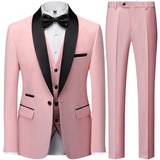 Men's British Style Slim Suit 3 Piece Set Jacket Vest Pants / Male Business Gentleman High End Custom Dress Blazers Coat  S-6XL