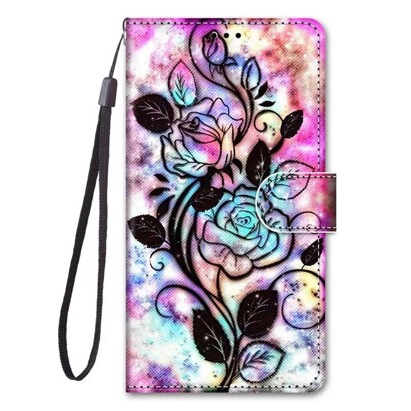 Leather Magnetic Case For Samsung Galaxy A25 A24 A14 4G A34 A54 5G SM-A256B A245F Phone Cover Flip Wallet Painted Funda Etui