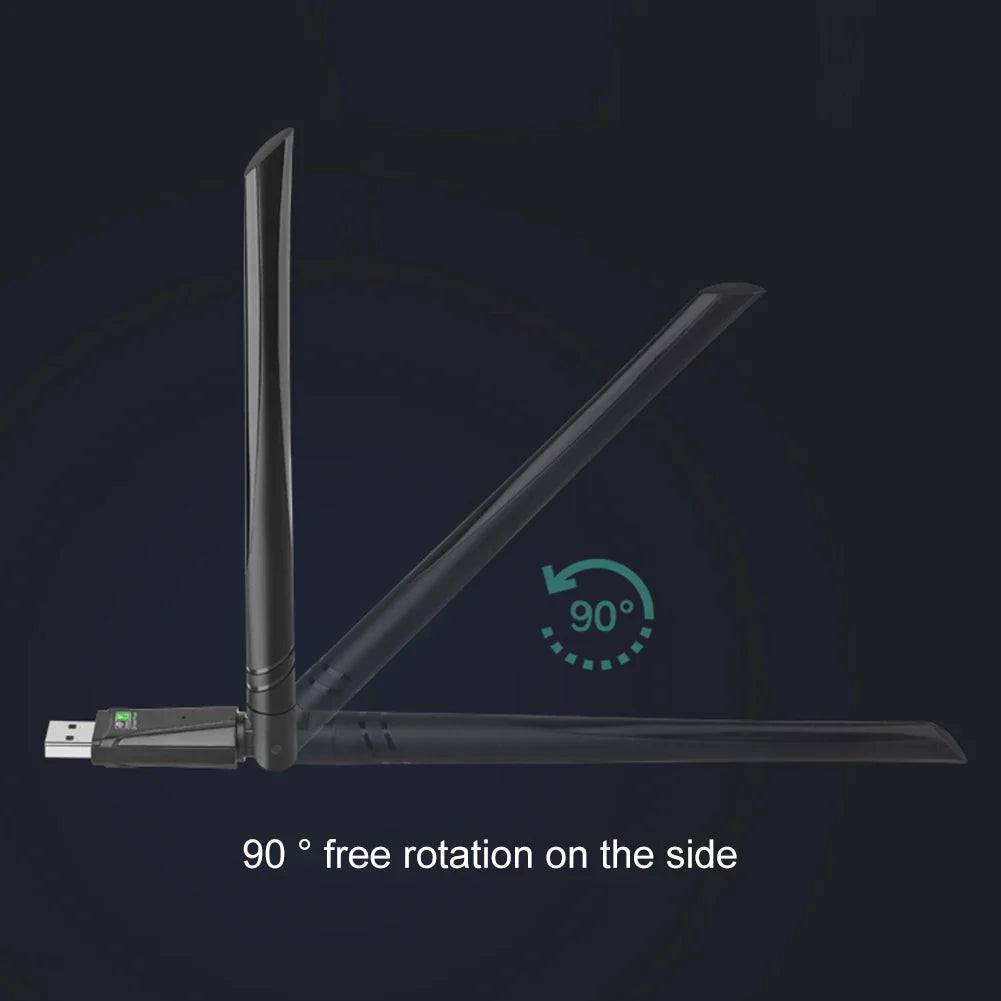 900Mbps WiFi6 USB Adapter 2.4/5GHz Dual Band Bluetooth-Compatible5.3 Network Card 5dBi High Gain Antenna 802.11 Ac for PC Laptop