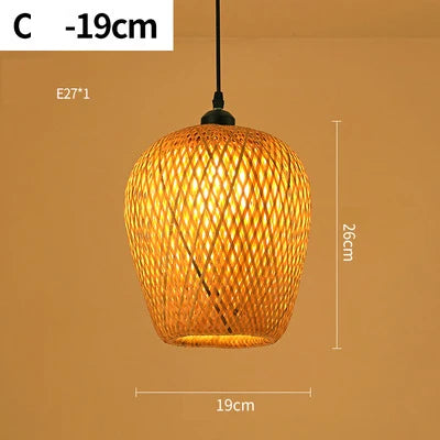 Classical Bamboo Weaving Chandelier Lamp Handmade Pendant Light Hanging LED Ceiling Fixtures Rattan Woven Home Bedroom Decors