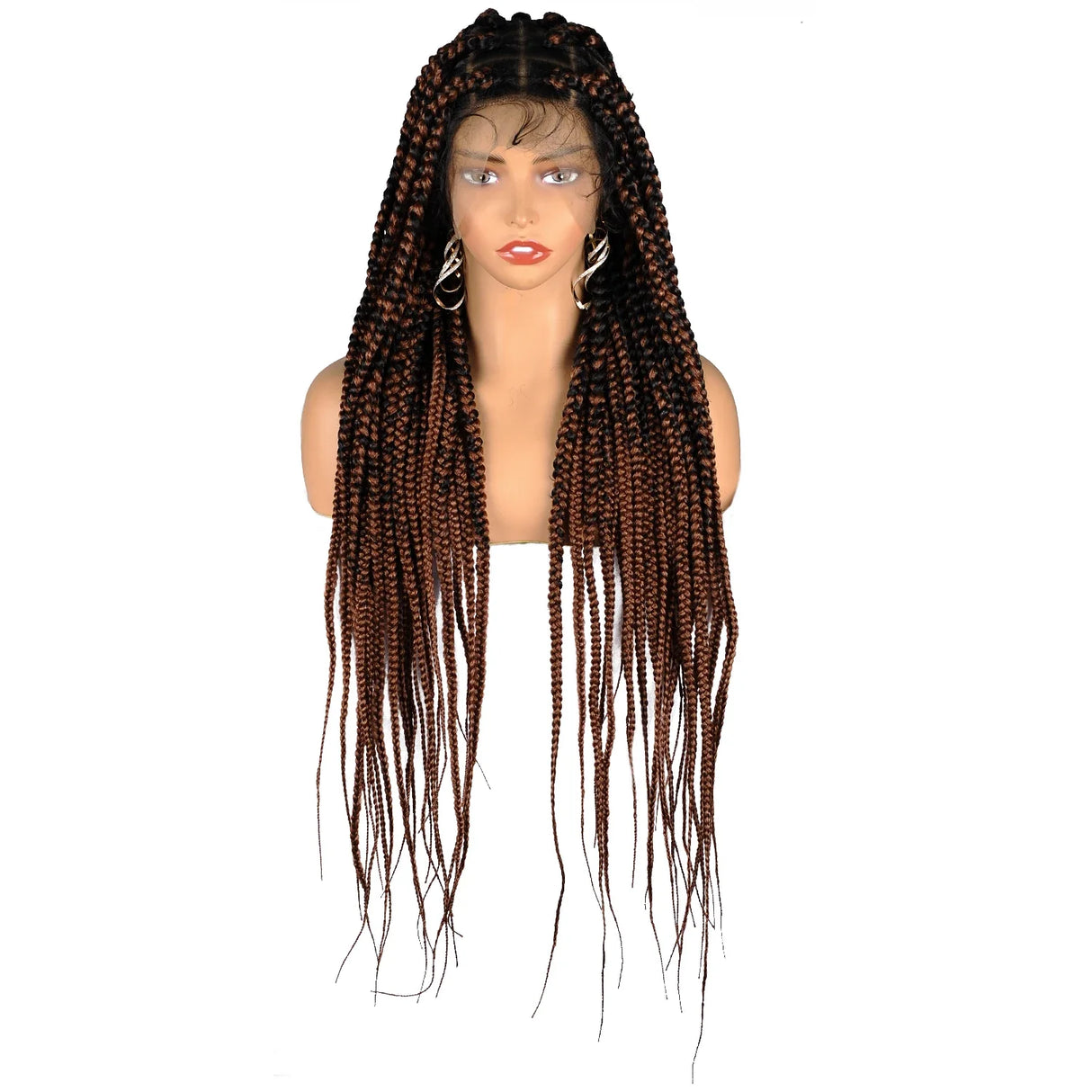 Synthetic Large Box Braided Wigs Jumbo Knotless Full Lace Front Wigs For Black Women Jumbo Tribal Braids Faux Locs Cornrows Wig