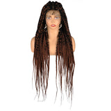 Synthetic Large Box Braided Wigs Jumbo Knotless Full Lace Front Wigs For Black Women Jumbo Tribal Braids Faux Locs Cornrows Wig