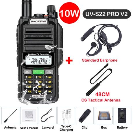 Baofeng UV S22 PRO V2 IP68 Walkie Talkie Waterproof Dual Band 136-174/400-520MHz Ham Radio Upgraded Of UV9R UV5R Pro 50KM Range