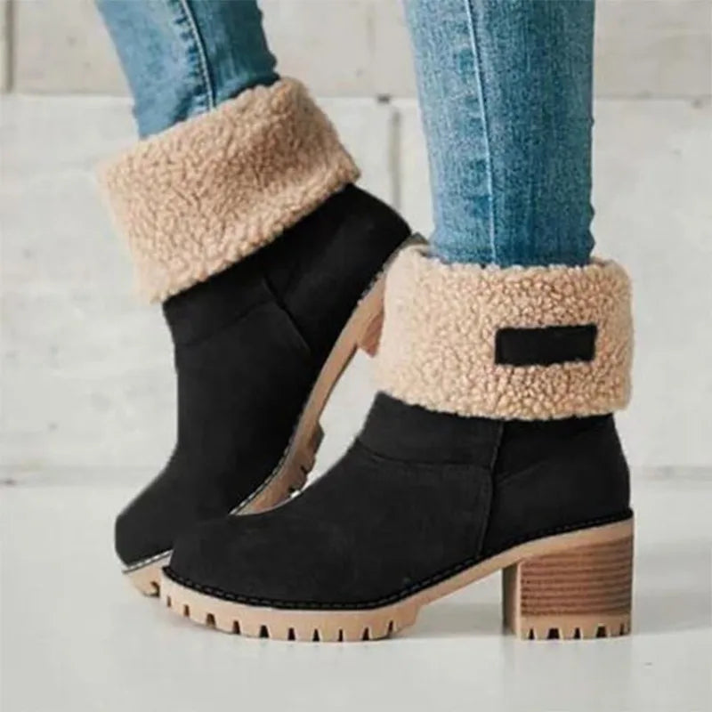 2023 Winter Boots Women Fur Warm Snow Boots Ladies Warm Wool Booties Ankle Boot Comfortable Shoes Casual Female Mid Calf Boots