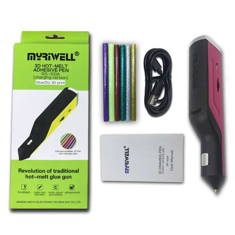 Creative Myriwell 3D Printing Pen with Hot Melt Glue Sticks - USB Powered Art Tool in 6 Vibrant Colors!