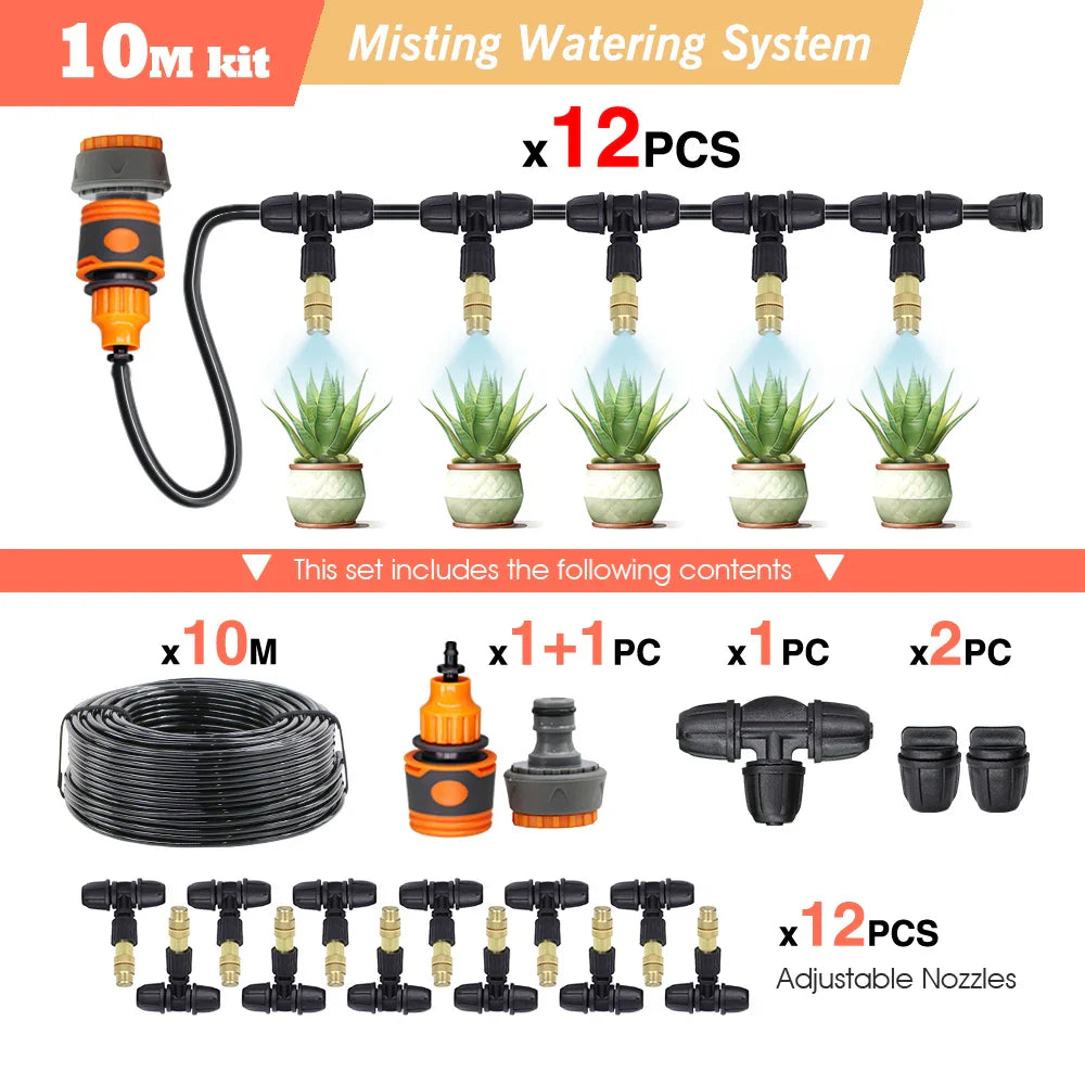 30-5M Garden Adjustable Brass Nozzle Misting Watering System 45/60/80/100W Self-Priming Pump Automatic Cool Irrigation Equipment