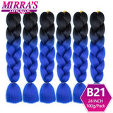 24inch Jumbo Braids Synthetic Hair For Box Braid Ombre Braiding Hair Extensions Three Tone Black Brown Blue Pink Mirra’s Mirror