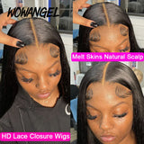 Glueless HD Lace Wigs Ready to Wear 250% Straight 5x5 HD Lace Closure Wigs Melt Skins Natural Scalp Human Hair Wigs For Woman