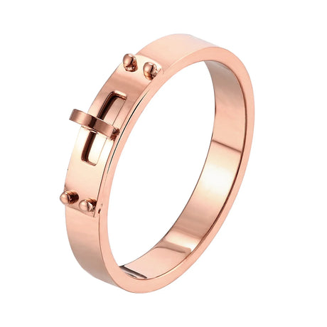 New Stainless Steel Twist Lock Ring Jewelry For Women Gold Color Brand Design Luxury Quality Rhinestones H Rings Fashion Classic