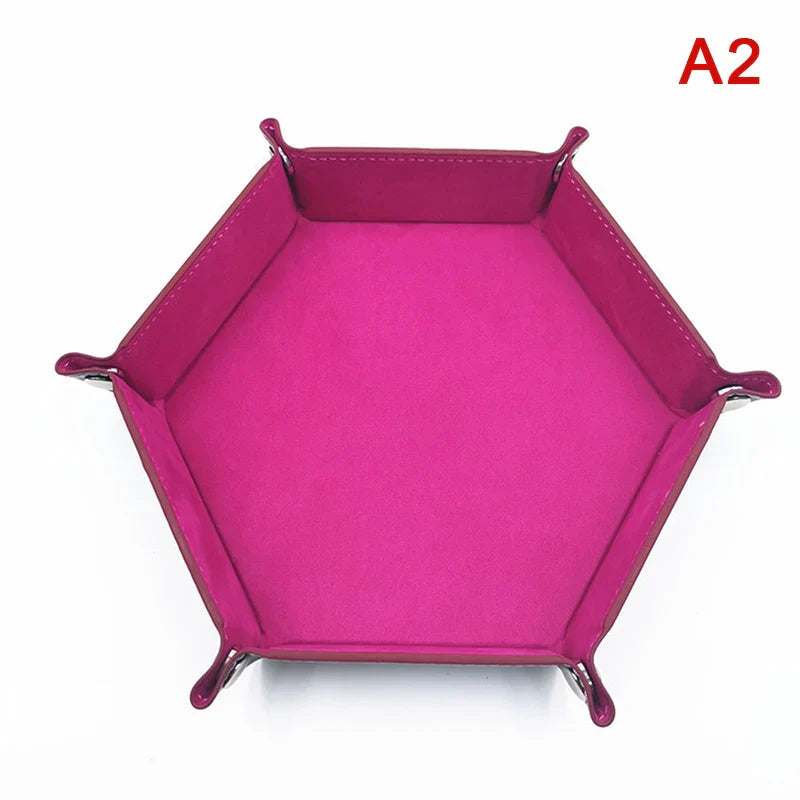 1pc Folding Hexagon/Triangle Dice Tray Purple Dice Box For RPG/DnD Games Dice Storage Case PU Leather