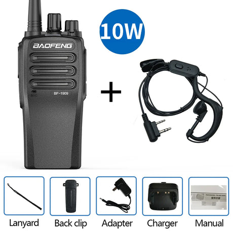 Baofeng-BF-1909 Two-Way Radio, Long Range Professional Walkie Talkie, Portable Communicator Radio for Hunting TypeC 4800mAh, 10W