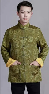 Unisex Coat Two Sided Traditional Chinese Outfit Tang Suit Long Sleeve Hanfu Top Kung Fu Coat Jacket Uniform for Men tai chi