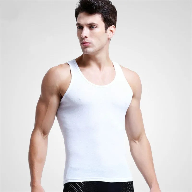 1 Pcs Men Cotton Tank Tops Underwear Mens Undershirt Transparent Shirts Male Bodyshaper Fitness Wrestling Singlets