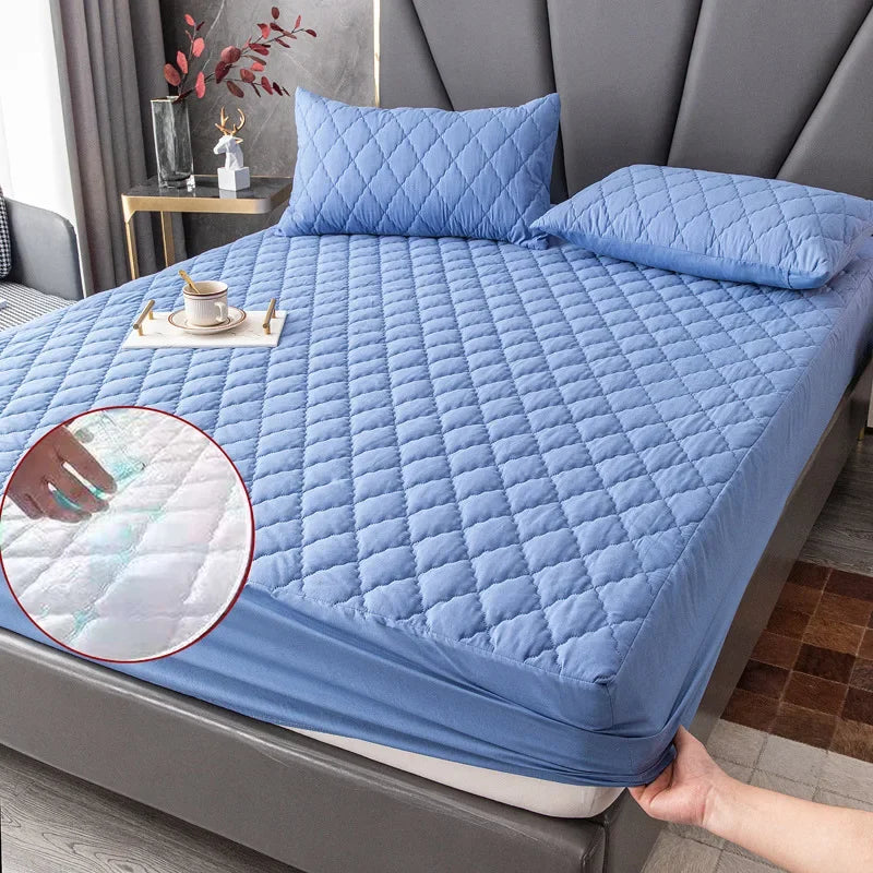 100% Waterproof Thicken Mattress Protector Cover Non-slip Fitted Bed Sheet Pad  Bed Cover Single Double Bed Queen King Size 1Pc