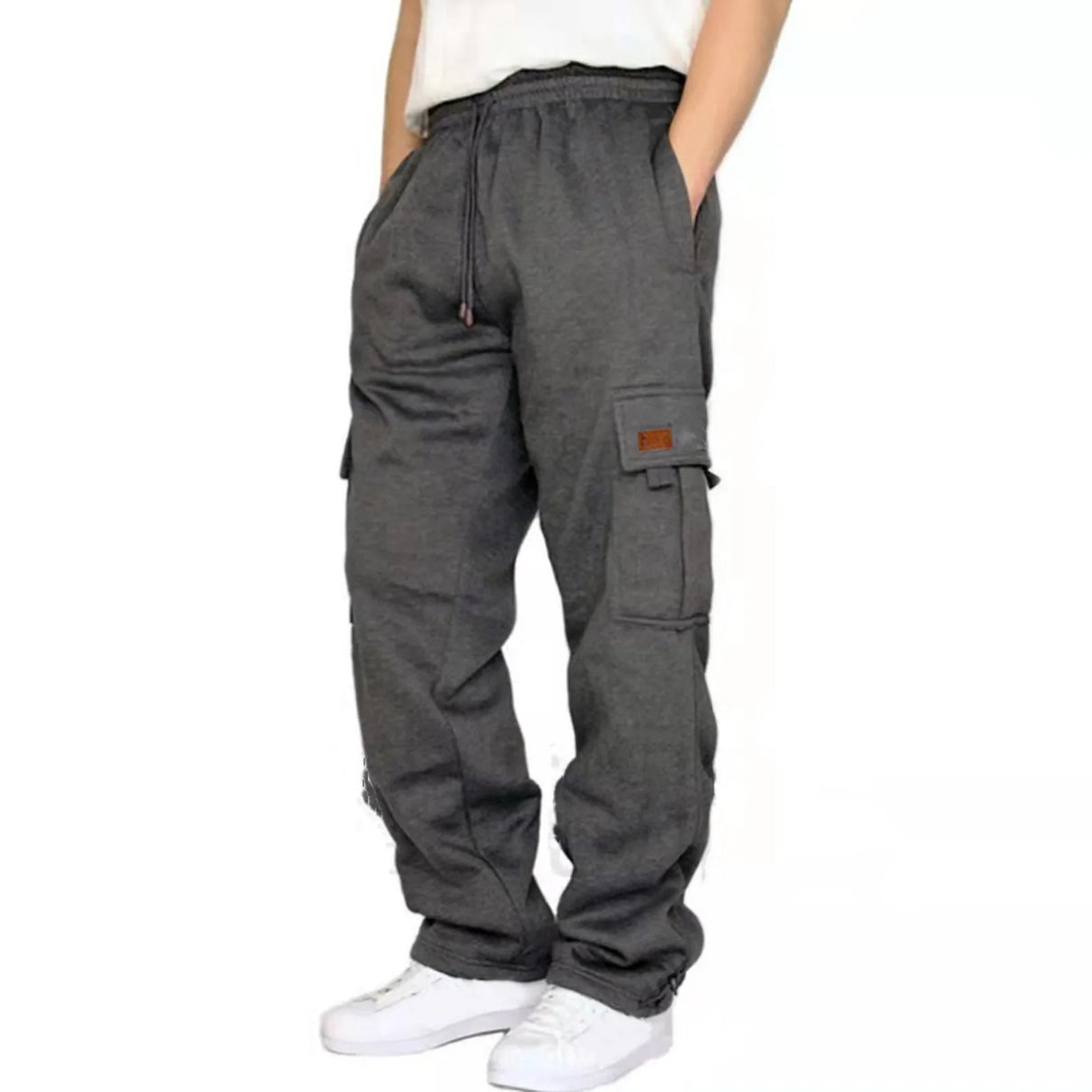 Mens Long cargo pants Solid color 2024 new Fashion sweatpants Drawstring Exercise fitnessBreathable Multi-Pocket Casual trousers