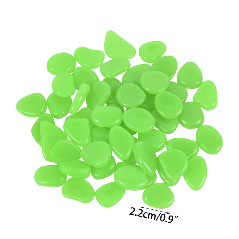 50Pcs 2cm Luminous Stones Garden Pebbles Glow In The Dark Garden Outdoor Sidewalk Rocks Decoration Aquarium Glowing Stone