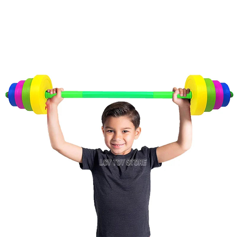 Children dumbbell detachable long barbell child boy girl plastic filled sand outdoor sports beach toys children indoor toys kids