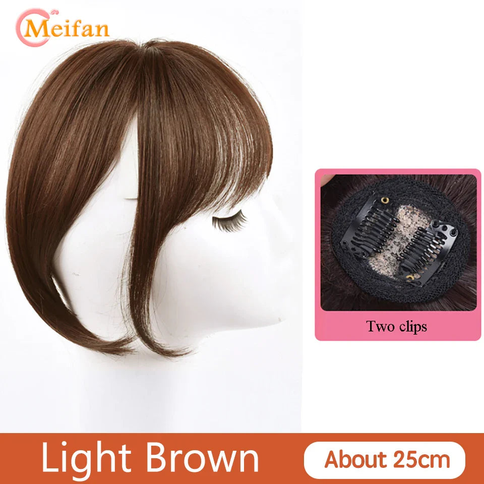 MEIFAN Middle Part Fake Bangs Fringe Synthetic Topper Hairpiece Clip-In Bang Extension Natural Invisible Clourse Hairpiece Women