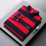 Brand Business Long Sleeve Polo Shirts Men Clothes 2023 Striped Tops Lapel Luxury Clothing Fashion Embroidered Men's Golf Wear