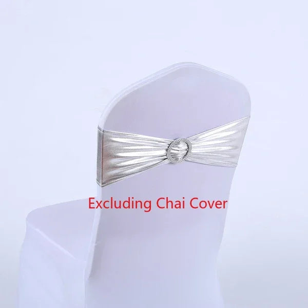 50pcs/Lot Metallic Gold silver Chair Sashes Wedding Chair Decoration Spandex Chair Cover Band for Party Decor birthday