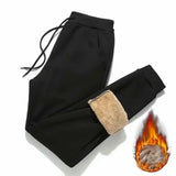 Men Fleece-lined Cotton Pants Winter Trousers Men's Winter White Duck Down Padded Thermal Sweatpants with Elastic for Streetwear