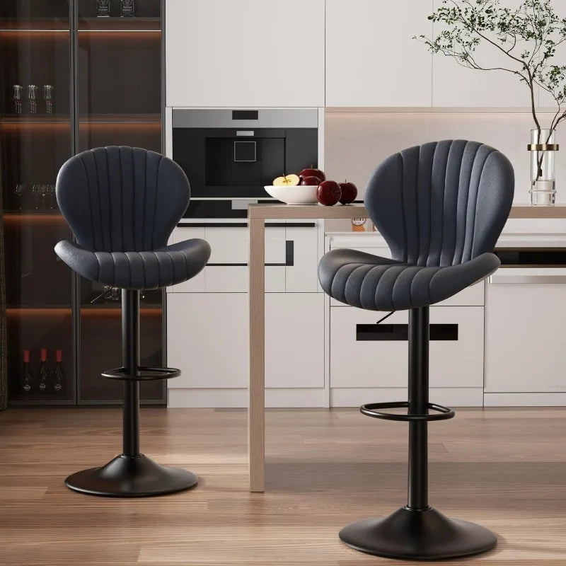 Bar Stools Set of 2 Modern Swivel Bar Chairs, Barstools Counter Height with High Backrest, Easy 3-5 Minute Assembly