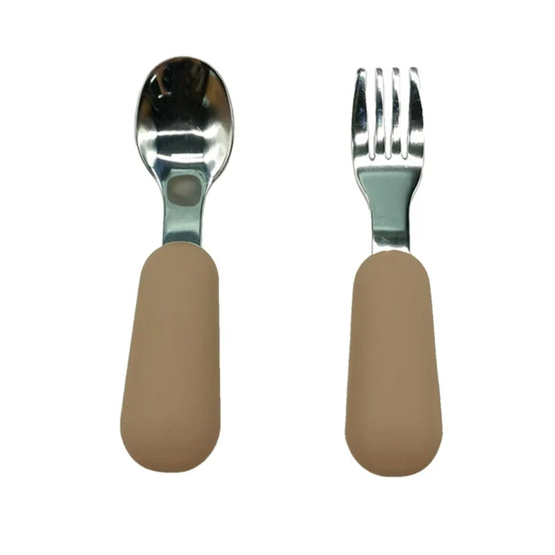 Baby Gadgets Tableware Set Children Utensil Stainless Steel Toddler Dinnerware Cutlery Cartoon Infant Food Feeding Spoon Fork