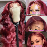 Body Wave Wig Burgundy 99J Lace Front Wig 13x4 13x6 Hd Lace Frontal Wig Human Hair Pre Plucked 99j Red Colored Wig