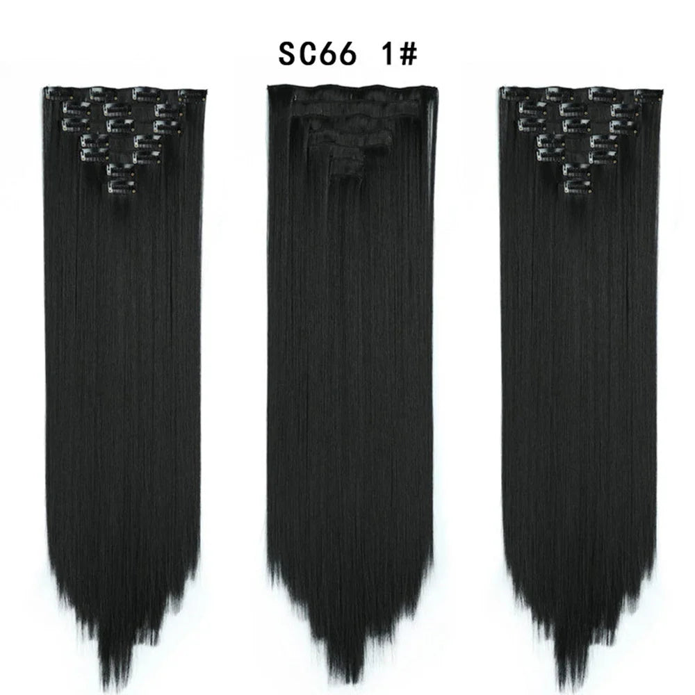 Set Hair Clip In Hair Extensions With Clips Hairpieces Synthetic Extension False/Fake Hair Blonde Eunice Hair Long Hair Pieces