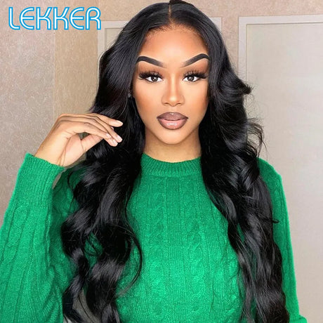 Lekker Wavy 13x1 T Part Lace Front Human Hair Wig For Women Glueless Bob Brazilian Remy Hair 30inch Body Wave Middle Part Wigs