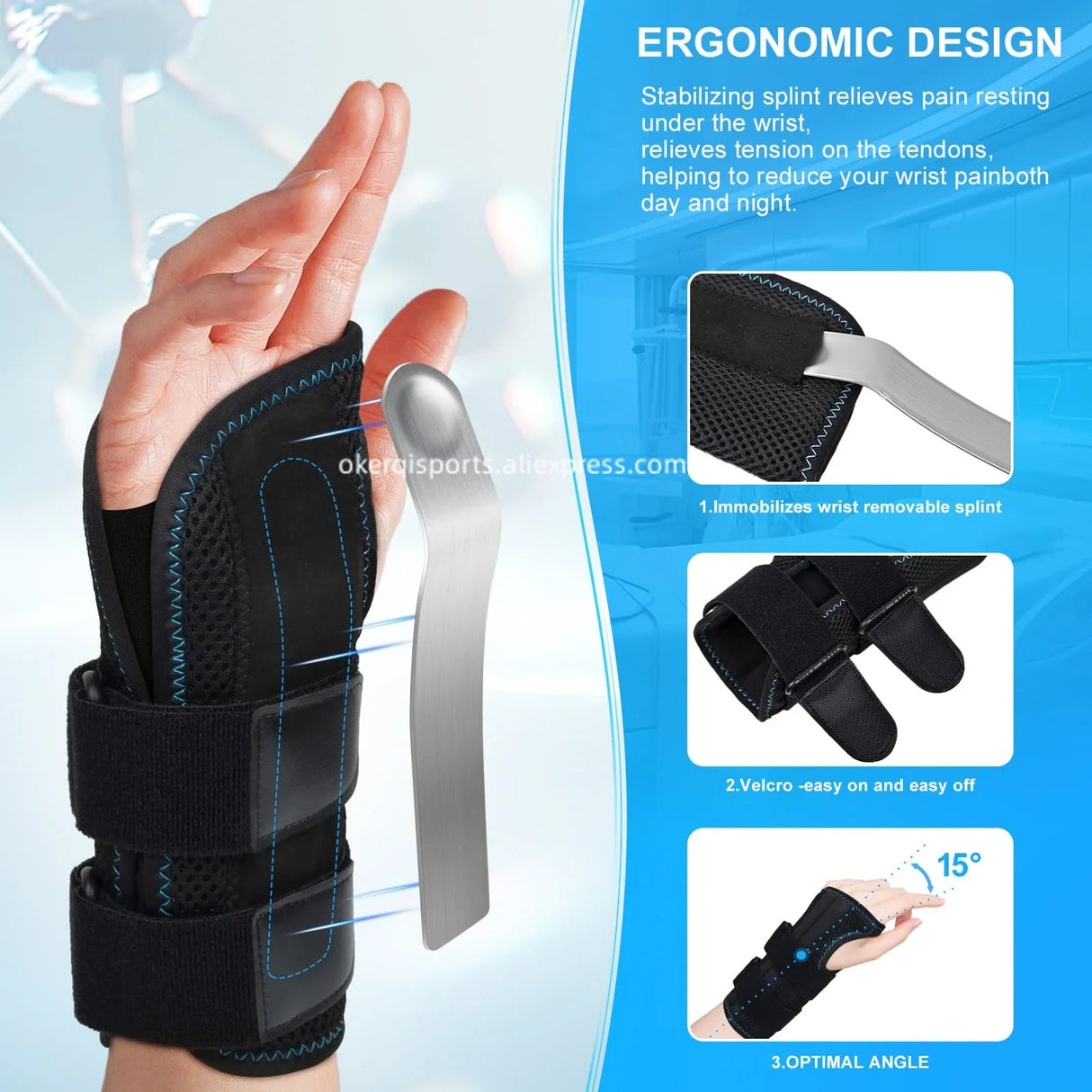 1Pcs Adjustable Wristband Wrist Support Wrist Brace Sport Left Right Hand Wrist Support for Fitness, Weightlifting & Pain Relief