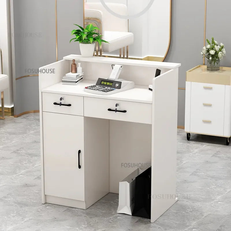 Nordic Reception Desk  Office Furniture Wood-based Panel Desks Creative Designer Clothing Store Checkout Counter Desk Table B