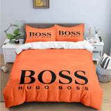 H-Hugo Boss Logo Print Bedding Sets Exquisite Bed Supplies Set Duvet Cover Bed Comforter Set Bedding Set Luxury Birthday Gift