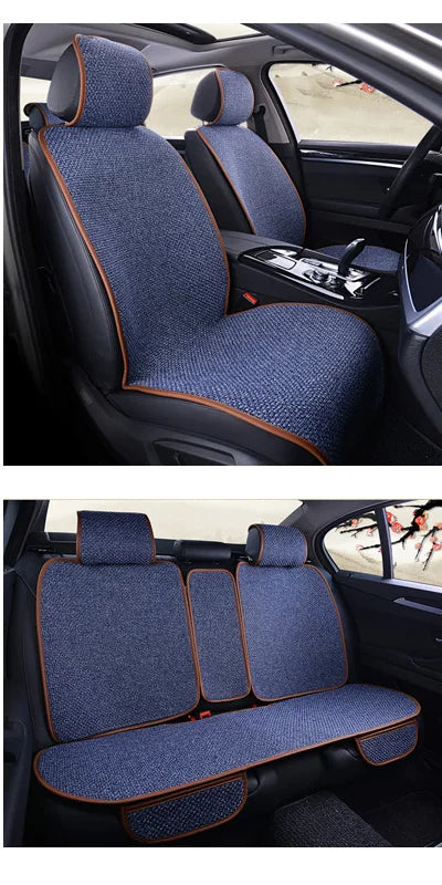 New Flax Car Seat Cover Protector Linen Front Rear Back Cushion Protection Pad Mat Backrest for Auto Interior Truck Suv Van