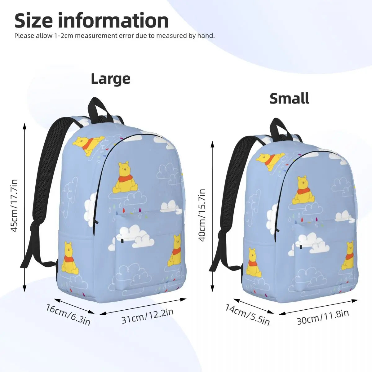 Winnie The Pooh Cloudy Raindrop Cool Backpack Sports High School Business Daypack for Men Women College Canvas Bags