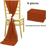 6PCS RUST Chiffon Chair Sashes 30 x 270cm Wedding Aisle Decoration for Weddings Christmas Baby Shower Birthday Party Decorations