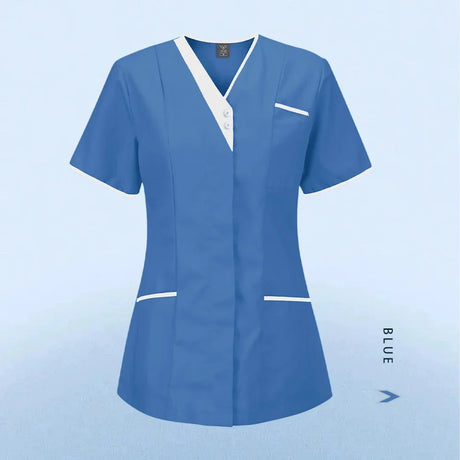 Nursing Scrubs Uniform Women Medical Tops Short Sleeve Surgical Uniform Pet Shop Beauty Salon Work Uniform Blouse Costume Shirts