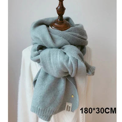 2022 Women Solid Cashmere Scarves Lady Winter Thicken Warm Soft Pashmina Shawls Wraps Pink Black Female Knitted Wool Long Scarf