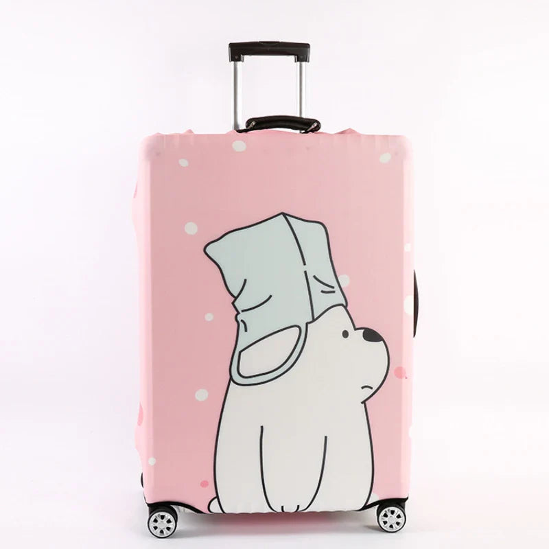 Luggage Protective Cover  Bear Pattern Suitcase Dustproof Cover Trolley Stretch Fabric Case Elastic Travel Accessories