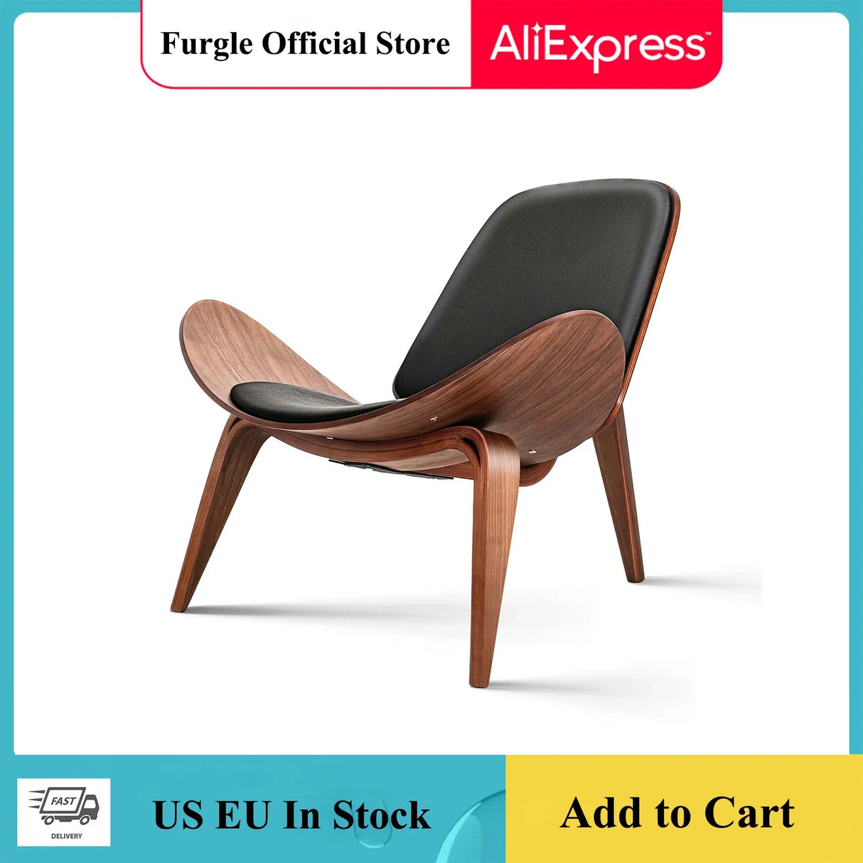 Modern Nordic Style Three-Legged Shell Chair Ash Plywood Fabric Upholstery Living Room Chair Furniture Modern Lounge Shell Chair