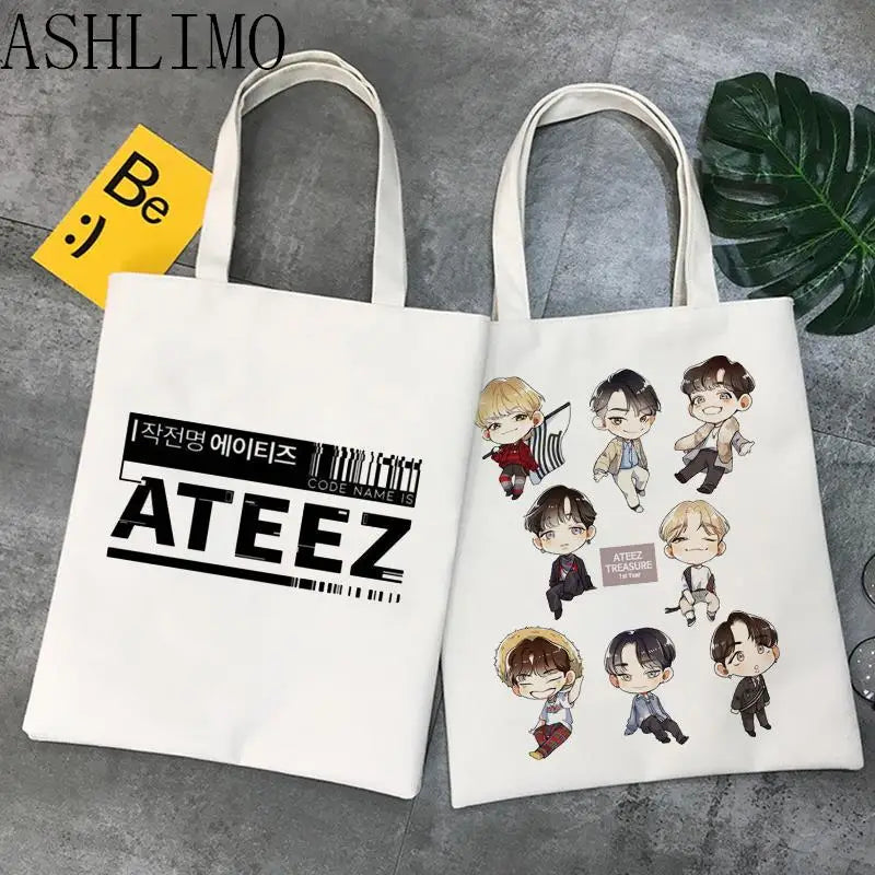 ATEEZ Say My Name Kpop Korean Style Cartoon Women Shopping Bags Girls Fashion Casual Pacakge Hand Bag Female Shoulder Bag