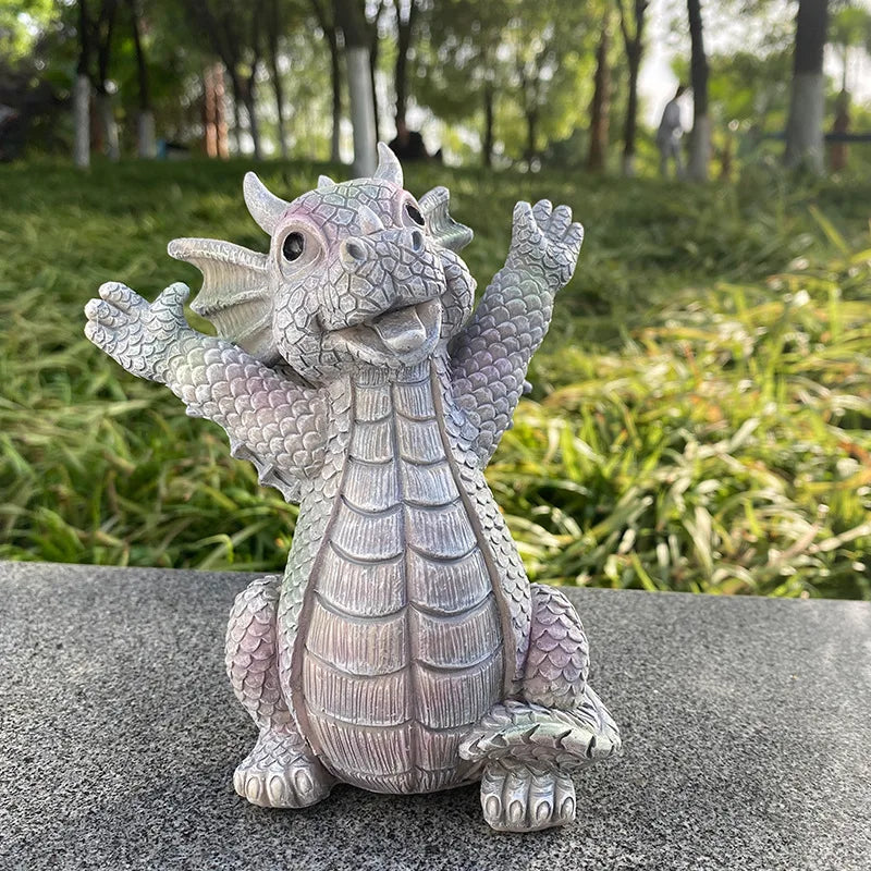 Resin Dragon Meditated Statue Courtyard Dragon Sculpture Dinosaur Shape Statue Outdoor Yard Garden Decoration Miniature Items