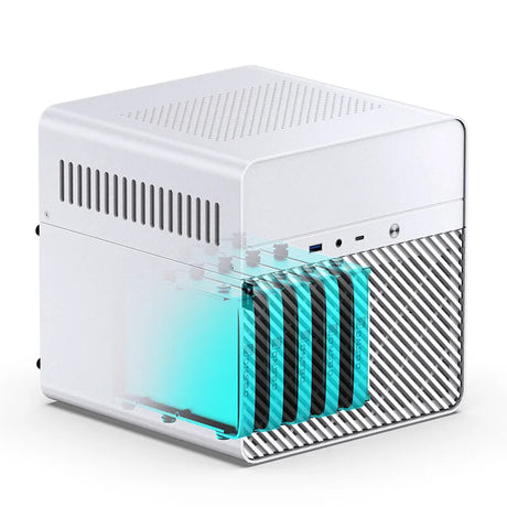 JONSBO N2 White Aluminum NAS Chassis ITX Version Supports SFX Power Slot Compartment 5+1 Hard Drive Slot 12CM Fan Computer Case