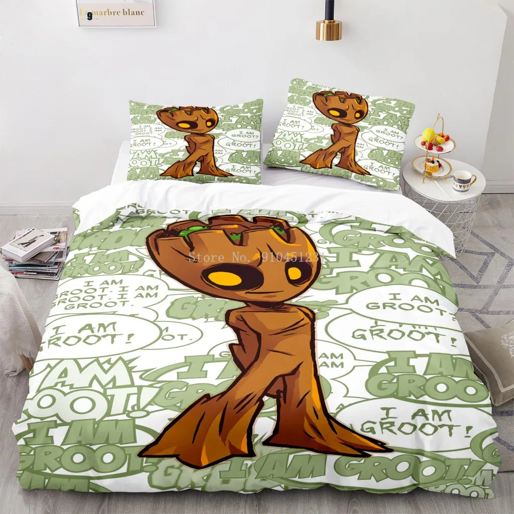 Guardians of The Galaxy Rocket Racoon 3d Bedding Set Treeman Groot Quilt Duvet Cover Set Twin Full Queen King Bedclothes